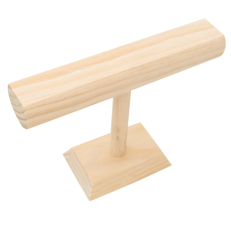 Wood T-Bar Necklace & Wristwatch Display Organiz...