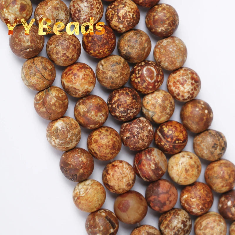 Natural Wood Texture Agates Beads 6-12mm Round Loose Charm Beads