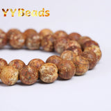 Natural Wood Texture Agates Beads 6-12mm Round Loose Charm Beads