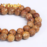 Natural Wood Texture Agates Beads 6-12mm Round Loose Charm Beads
