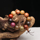 Natural Wood Bracelet Men's Elastic Beads Rosary Bracelet