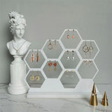 Wood Honeycomb Jewelry Earrings Storage Rack