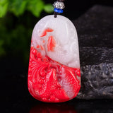 Xinjiang Chicken Blood Jade Goldfish Pendant Red and Jade Floating Flower