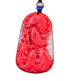 Xinjiang Chicken Blood Jade Goldfish Pendant Red and Jade Floating Flower