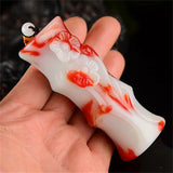Xinjiang Chicken Blood Stone Bamboo Pole Rising Handle Piece Raw Stone Pendant