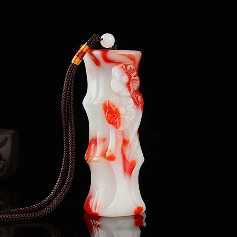Xinjiang Chicken Blood Stone Bamboo Pole Rising Handle Piece Raw Stone Pendant