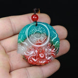 Xinjiang Colorful Jade Double Dragon Bead Pendant for Men and Women