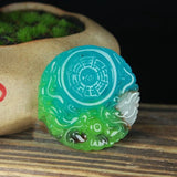 Xinjiang Colorful Jade Double Dragon Bead Pendant for Men and Women