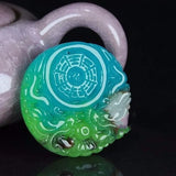 Xinjiang Colorful Jade Double Dragon Bead Pendant for Men and Women