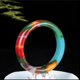 Xinjiang Colorful Jade Floating Flower Gobi Jade Bracelet for Women