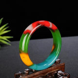 Xinjiang Colorful Jade Floating Flower Gobi Jade Bracelet for Women