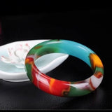 Xinjiang Colorful Jade Floating Flower Gobi Jade Bracelet for Women
