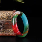 Xinjiang Colorful Jade Floating Flower Gobi Jade Bracelet for Women