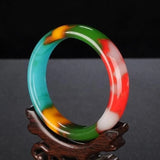 Xinjiang Colorful Jade Floating Flower Gobi Jade Bracelet for Women