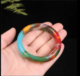 Xinjiang Colorful Jade Floating Flower Gobi Jade Bracelet for Women