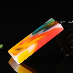 Xinjiang Colorful Jade Peace Card Pendant Sweater Chain