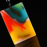 Xinjiang Colorful Jade Peace Card Pendant Sweater Chain
