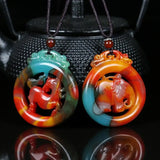 Natural Xinjiang Colorful Jade Hollow Pendant Sweaterchain