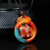 Natural Xinjiang Colorful Jade Hollow Pendant Sweaterchain