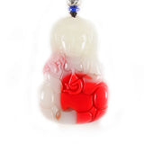 Xinjiang Gobi Chicken Blood Jade Guanyin Buddha Pendant Necklace