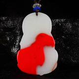 Xinjiang Gobi Chicken Blood Jade Guanyin Buddha Pendant Necklace