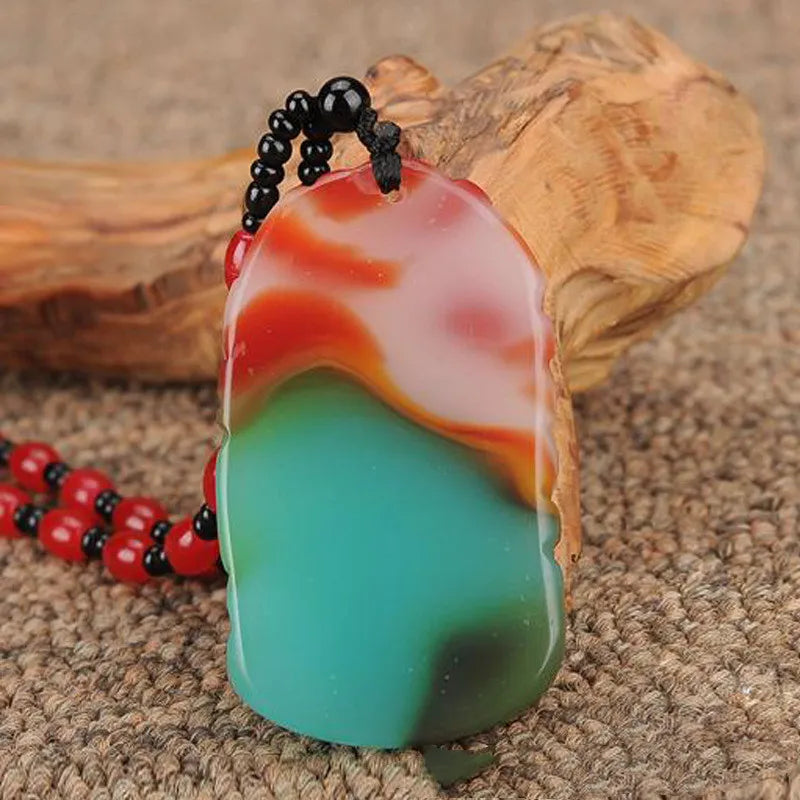 Gobi Colored Jade Dragon Pendant Sweater Chain Necklace
