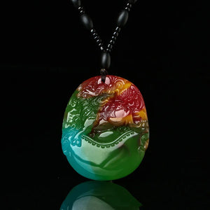 Xinjiang Gobi Jade Floating Flower Unicorn Pendant