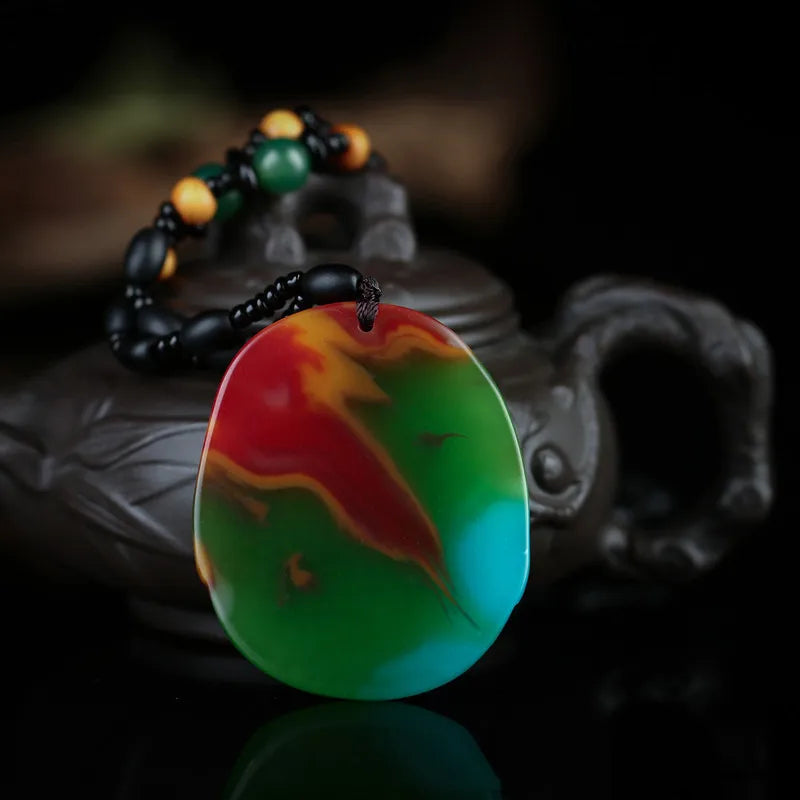 Xinjiang Gobi Jade Floating Flower Unicorn Pendant
