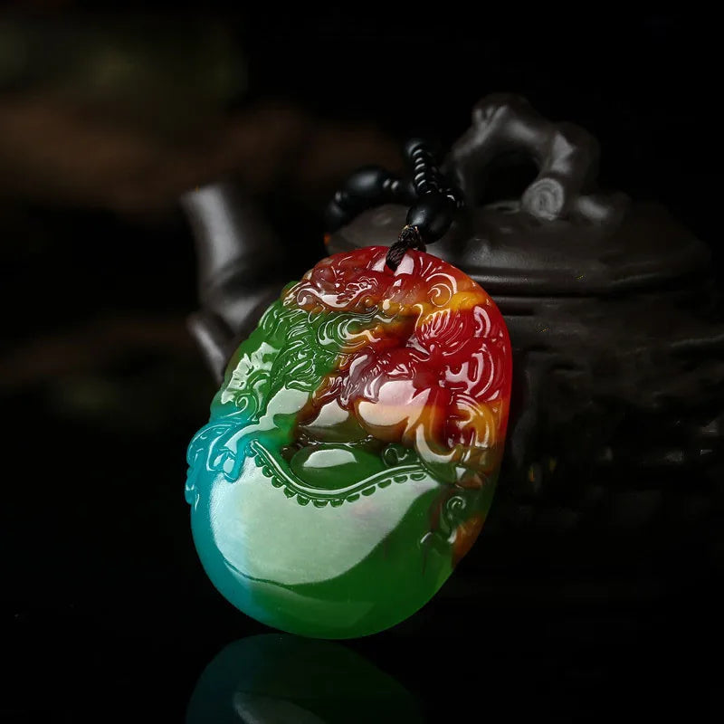 Xinjiang Gobi Jade Floating Flower Unicorn Pendant