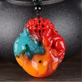 Colorful Jade Double Pendant Sweater Chain Jewelry