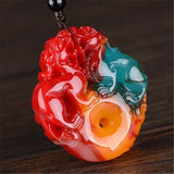 Colorful Jade Double Pendant Sweater Chain Jewelry