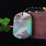 Xinjiang Gobi Colorful Jade Peace Necklace Pendant