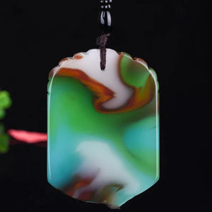 Xinjiang Gobi Colorful Jade Peace Necklace Pendant