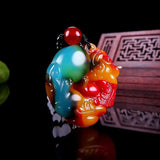 Natural Xinjiang Gobi Colorful Jade Pixiu Pendant Sweater Chain Jewelry