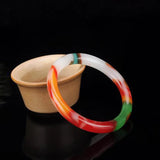 Natural Xinjiang Gobi Colorful Jade Round Bar Bracelet