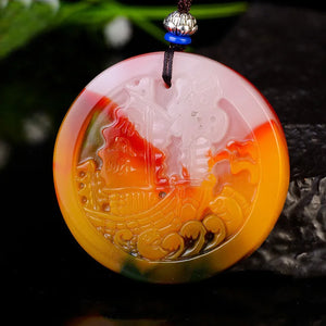 Xinjiang Gobi Golden Silky Jade Sailing Pendant