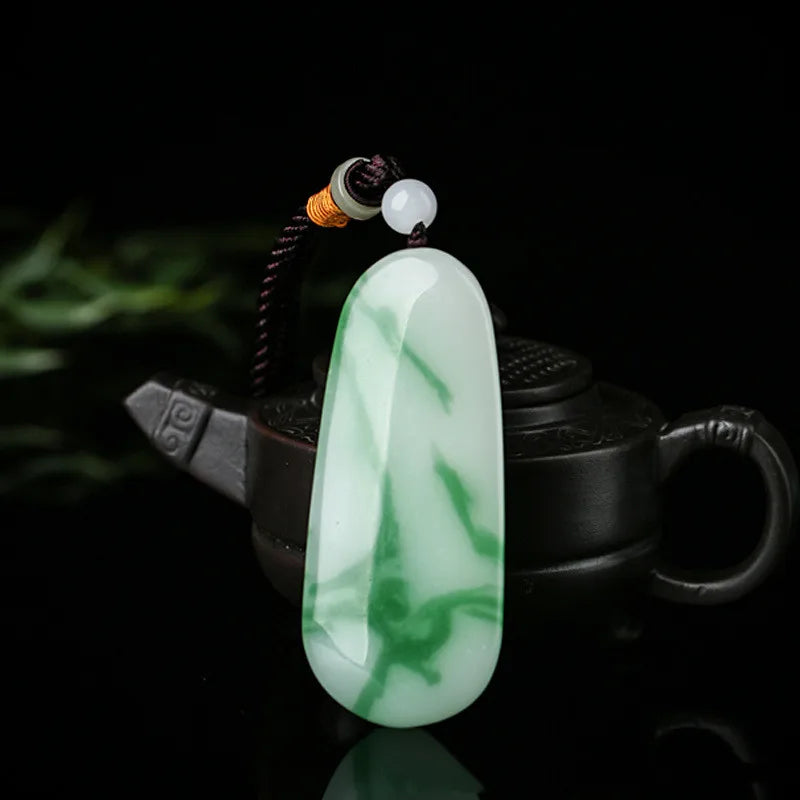 Xinjiang Gobi Jade Floating Emerald Green Jade Waist Piece