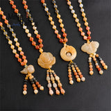 Xinjiang Filigree Jade Necklace Charms Men Women Sweater Chain