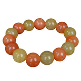 Xinjiang Golden Silk Jade 14mm Beads Bracelet Charm Man Woman Luck