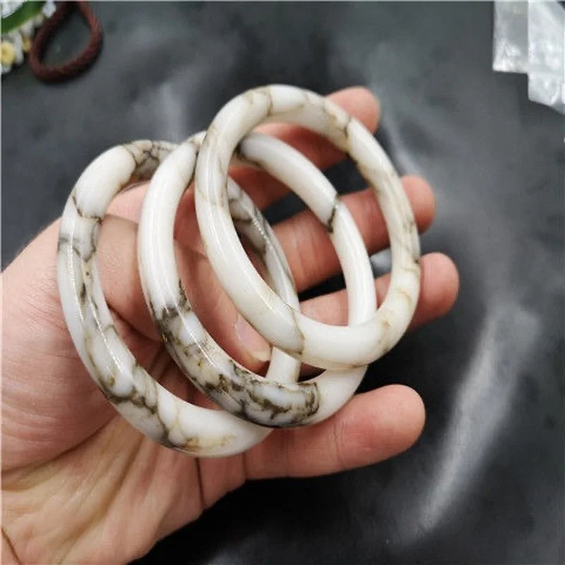 Xinjiang Golden Silk Jade Carved Bar Bracelet