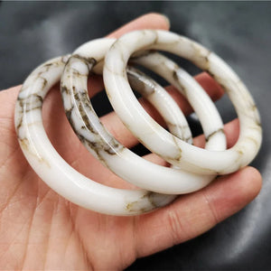 Xinjiang Golden Silk Jade Carved Bar Bracelet