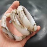 Hand-carved Xinjiang Silk Jade Wide Band Bracelet