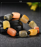 Natural Hetian Green Colorful Jade Bracelet