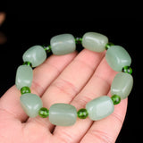 Natural Hetian Green Colorful Jade Bracelet