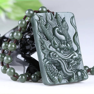 Xinjiang Hetian Jade Dragon Pendant Necklace Zodiac Dragon Pattern