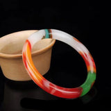 Natural Hetian Jade Floating Flower Bracelet Jewelry