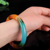 Natural Hetian Jade Floating Flower Bracelet Jewelry