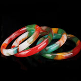 Natural Hetian Jade Floating Flower Bracelet Jewelry