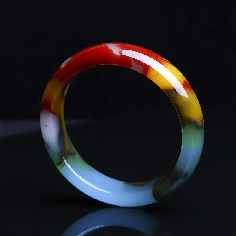 Xinjiang Hotan Colorful Jade Bracelet Women's Silk Jewelry