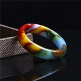 Xinjiang Hotan Colorful Jade Bracelet Women's Silk Jewelry